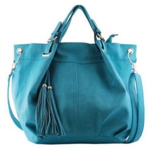 NWT Yoki Teal 2-Way Vegan Leather Tassel Shoulder Bag
